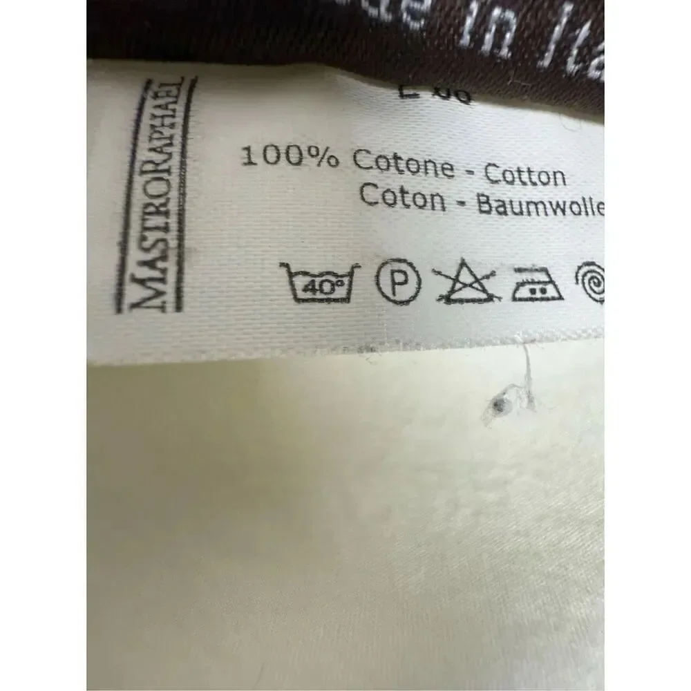 Mastro Raphael Cotton Pillowcase Blue Trim Made in Italy Size 21” X 35” See Note